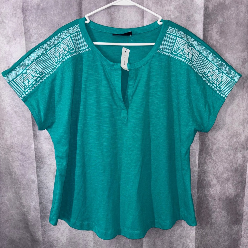 NWT‎ Lane Bryant Women 22/24 Green Geometric Boho Top